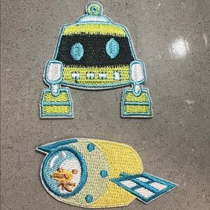 Robot and Spaceship Embroidered Patches